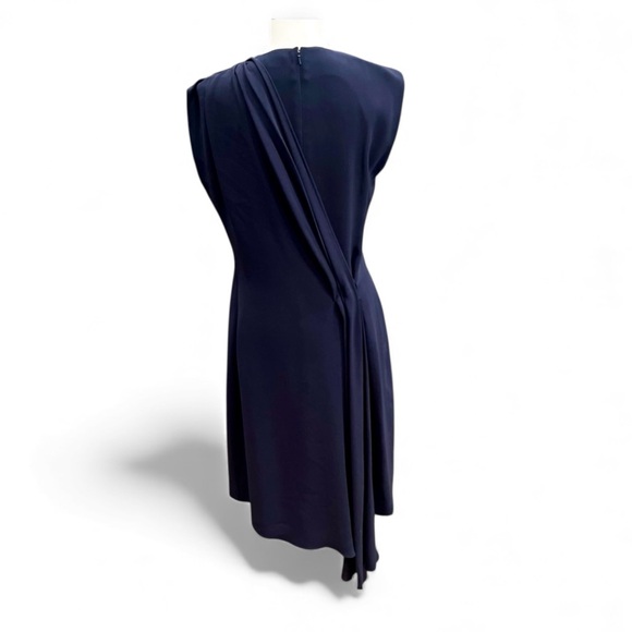 Christian Dior Silk Navy Back Drape Dress Size 10 - Picture 2 of 14